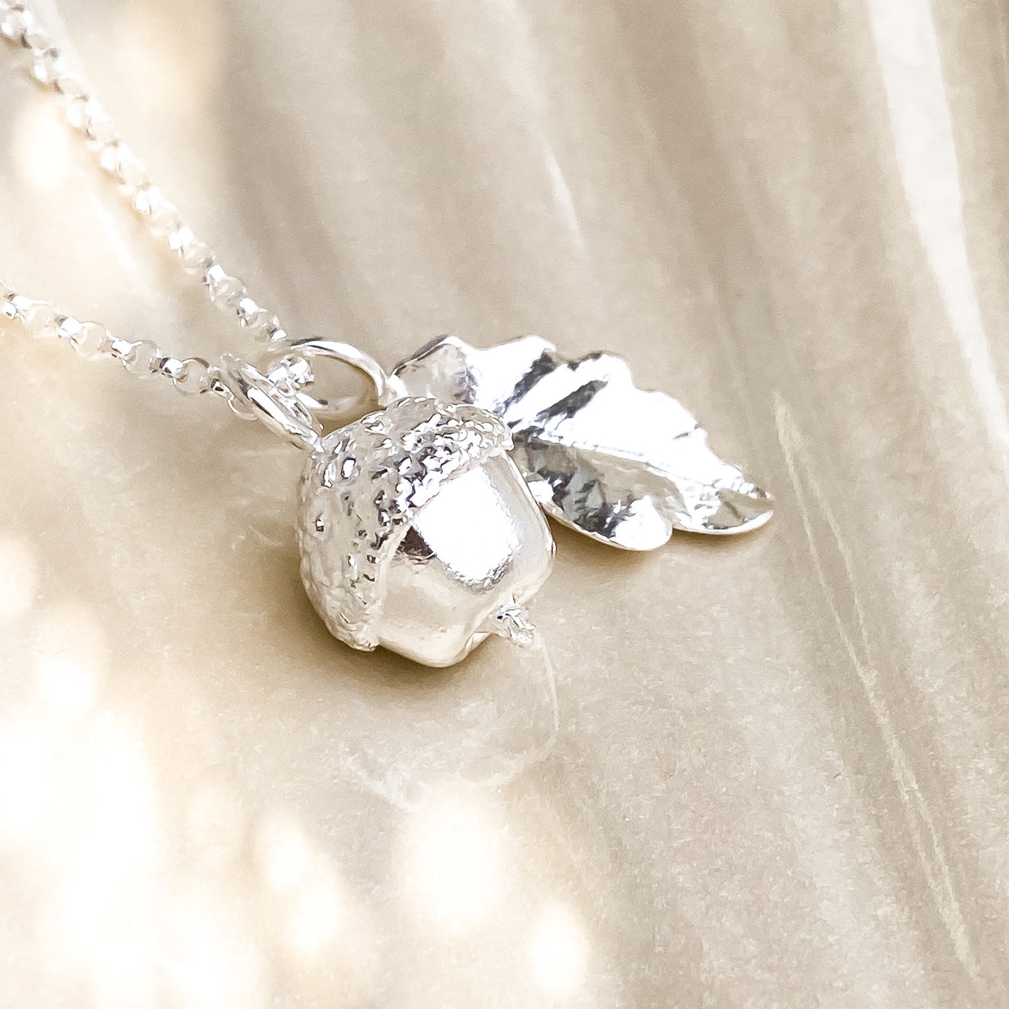 Small Sterling Silver Acorn and Oak Leaf Charm Necklace