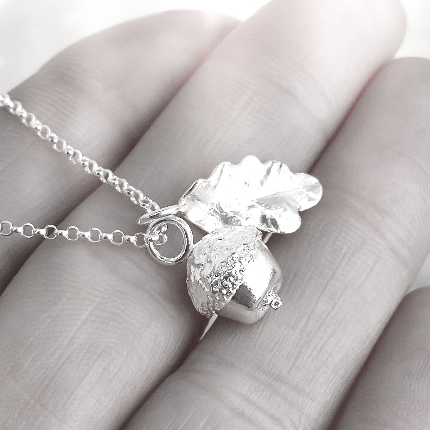 Small Sterling Silver Acorn and Oak Leaf Charm Necklace