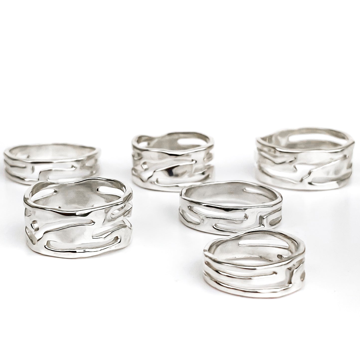 Strata Wide Sterling Silver Ring