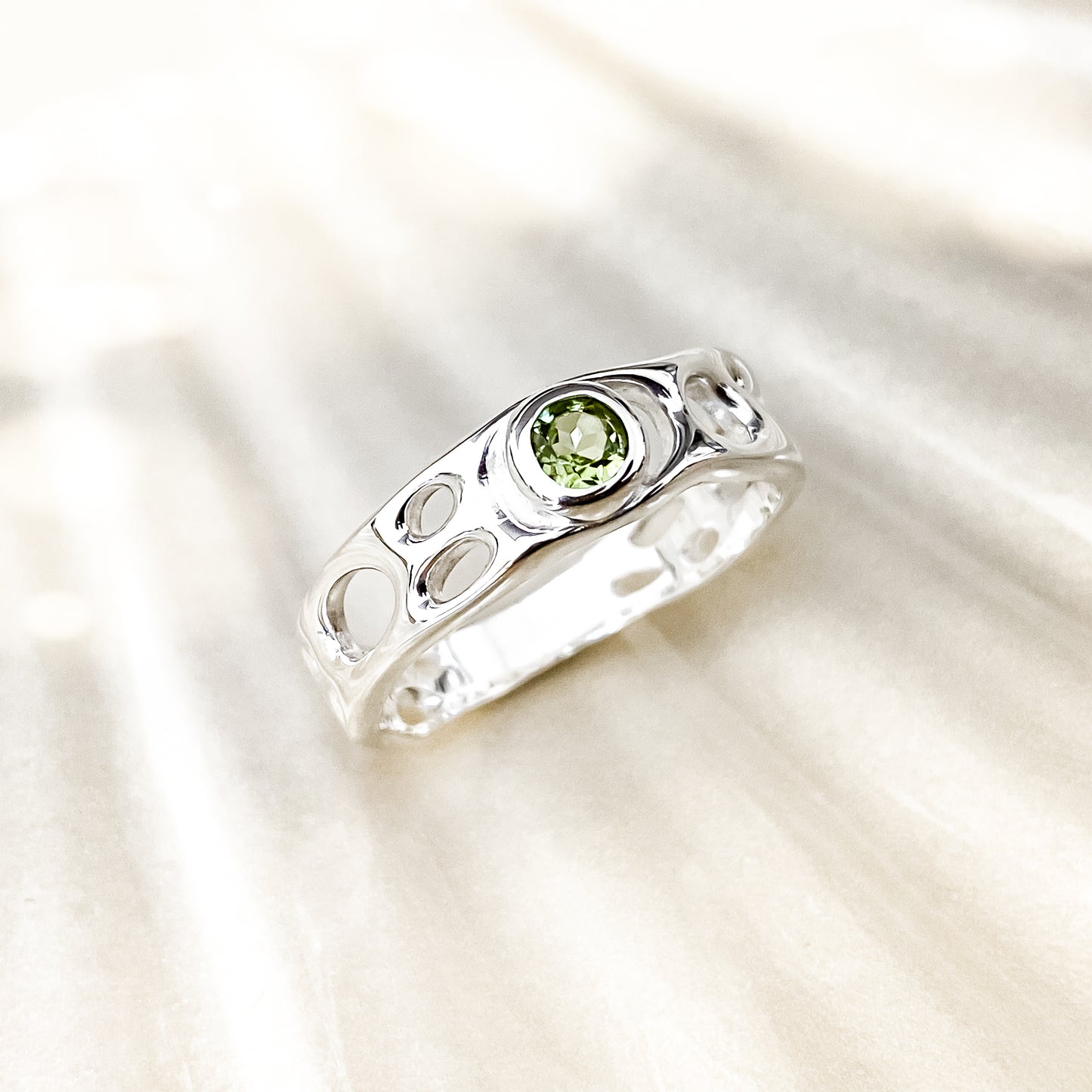 Sterling Silver Peridot Infinity Ring
