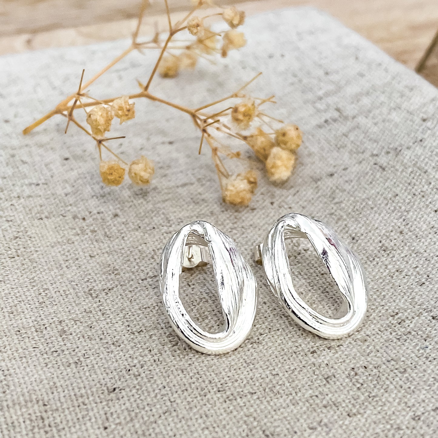 Drift Sterling Silver Oval Stud Earrings