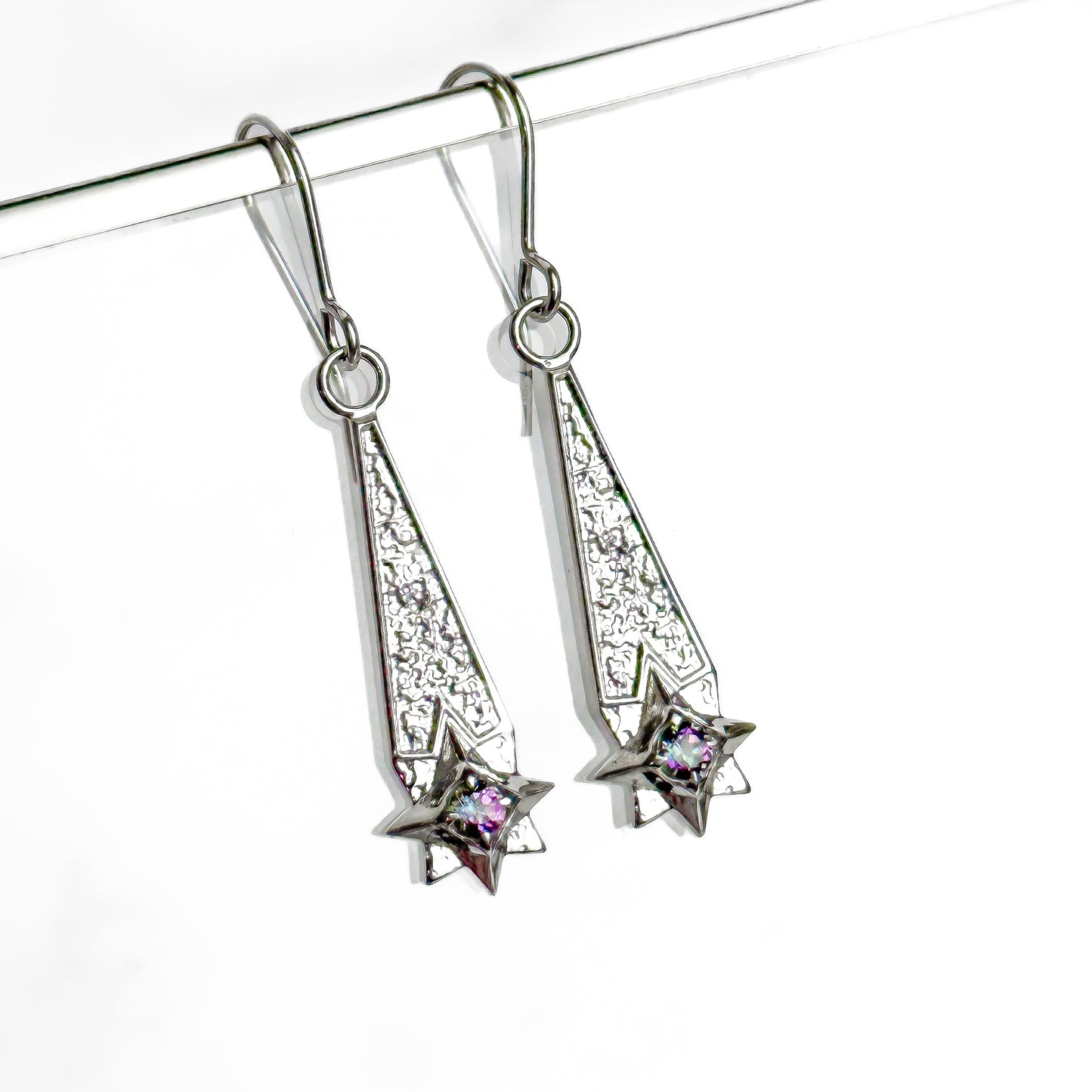 Shooting Star Sterling Silver Earrings with Mystic Topaz