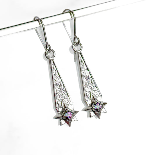 Shooting Star Sterling Silver Earrings with Mystic Topaz