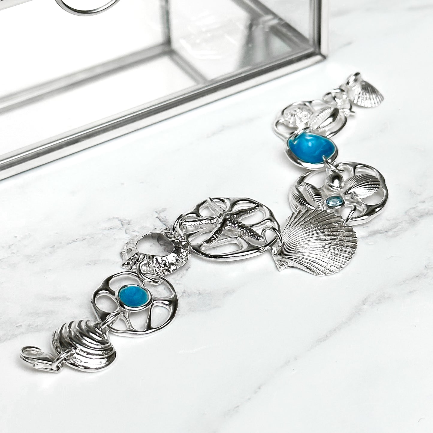 Beachcomber Sterling Silver Shell, Gemstone and Enamel Bracelet - No. 3