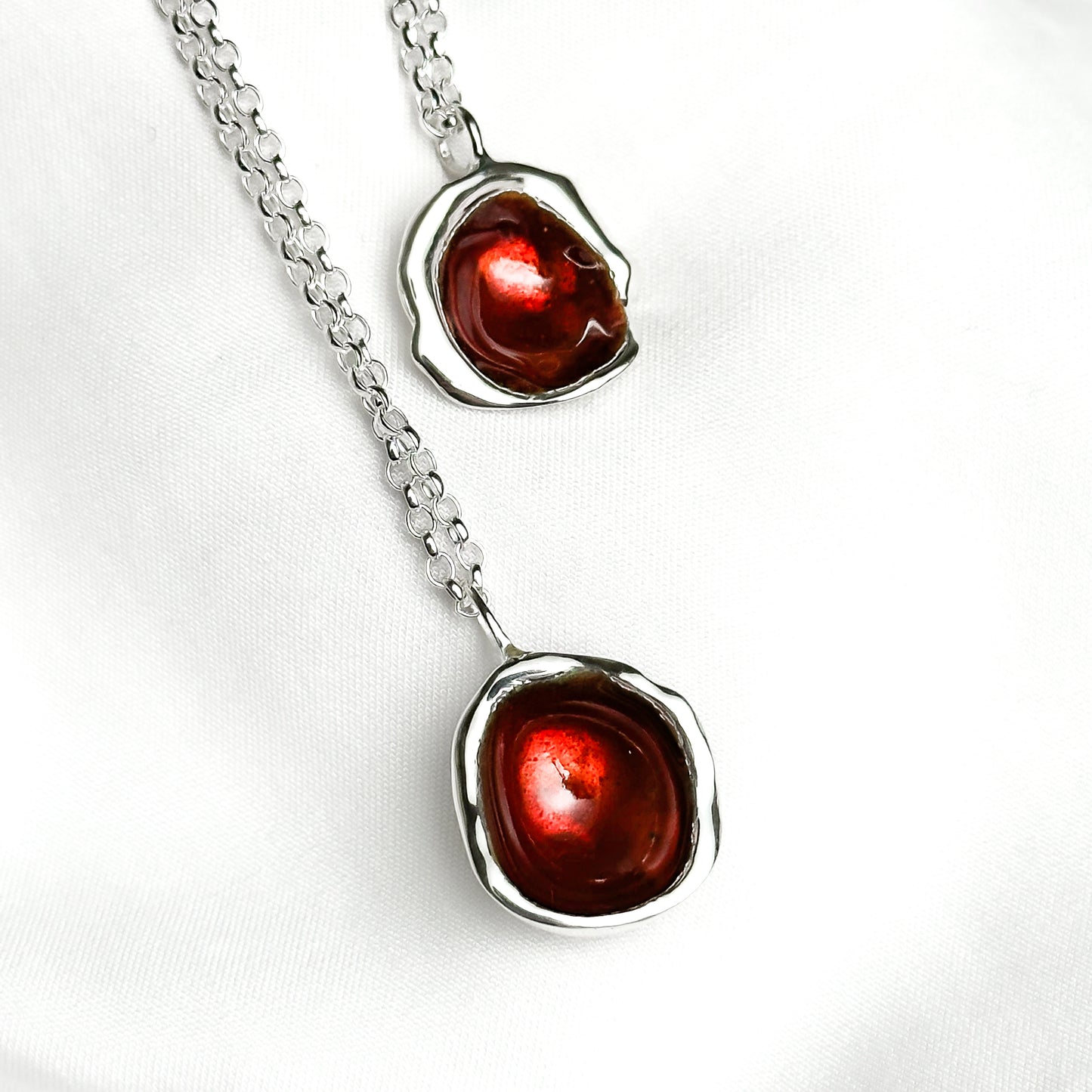 Sterling Silver 'Hawthorn Berry' Enamel Droplet Necklace