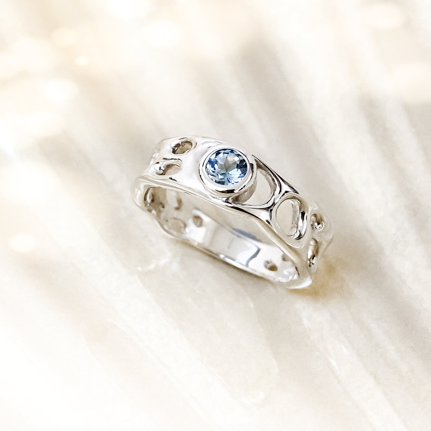 Aquamarine Sterling Silver Infinity Ring