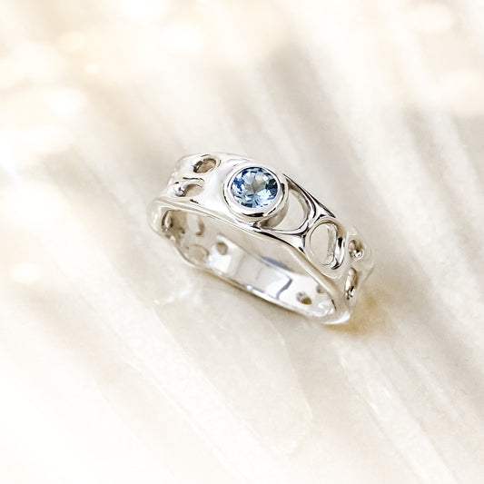 Aquamarine Sterling Silver Infinity Ring