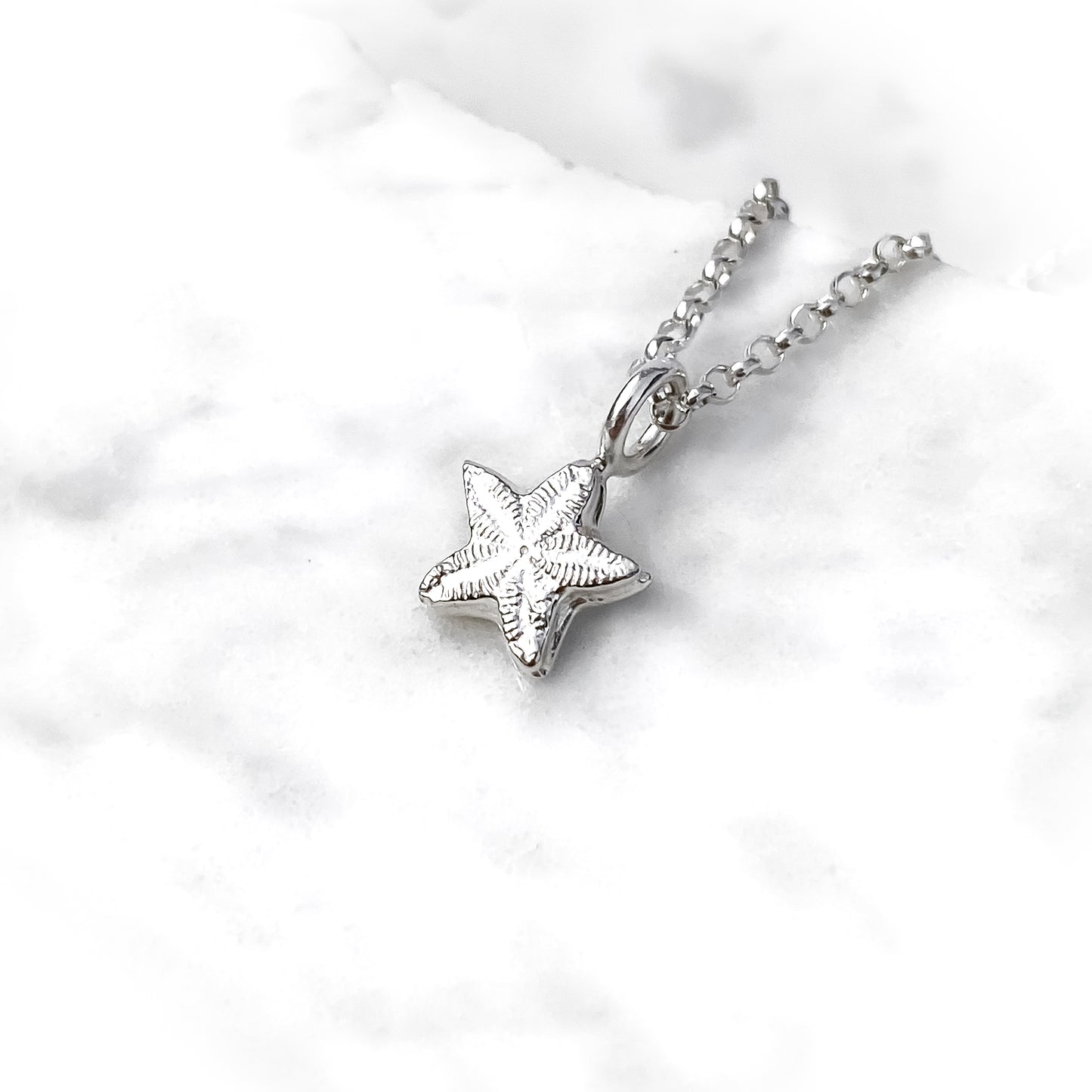 Sterling Silver Tiny Crinoid Star Fossil Necklace
