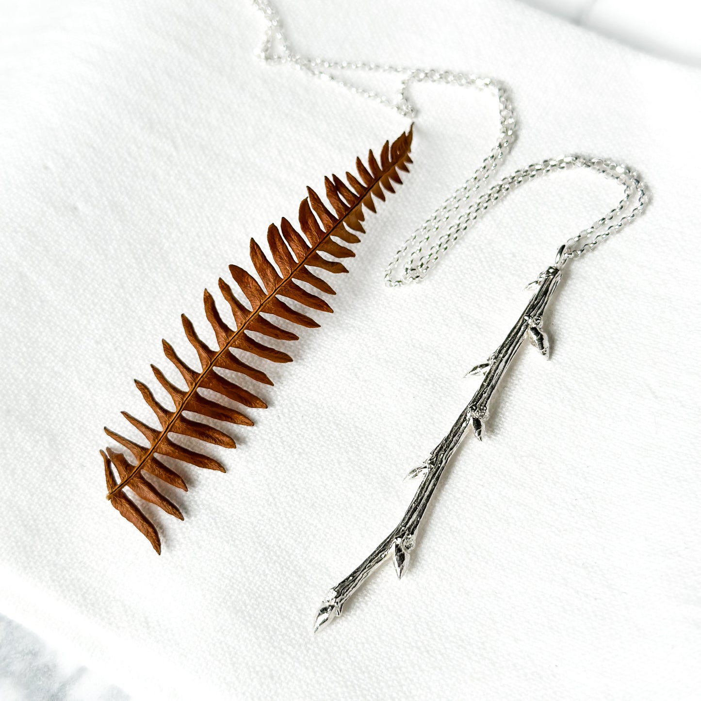 Sterling Silver Elm Twig Necklace
