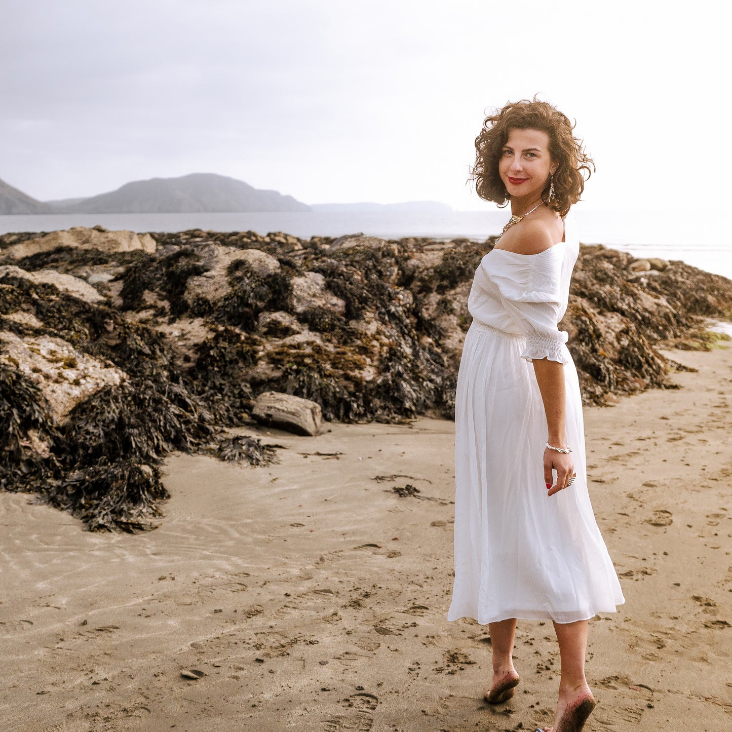 Contemporary Sterling Silver Seaweed Dangle Earrings