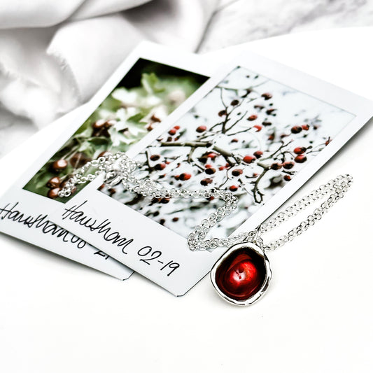 Sterling Silver 'Hawthorn Berry' Enamel Droplet Necklace