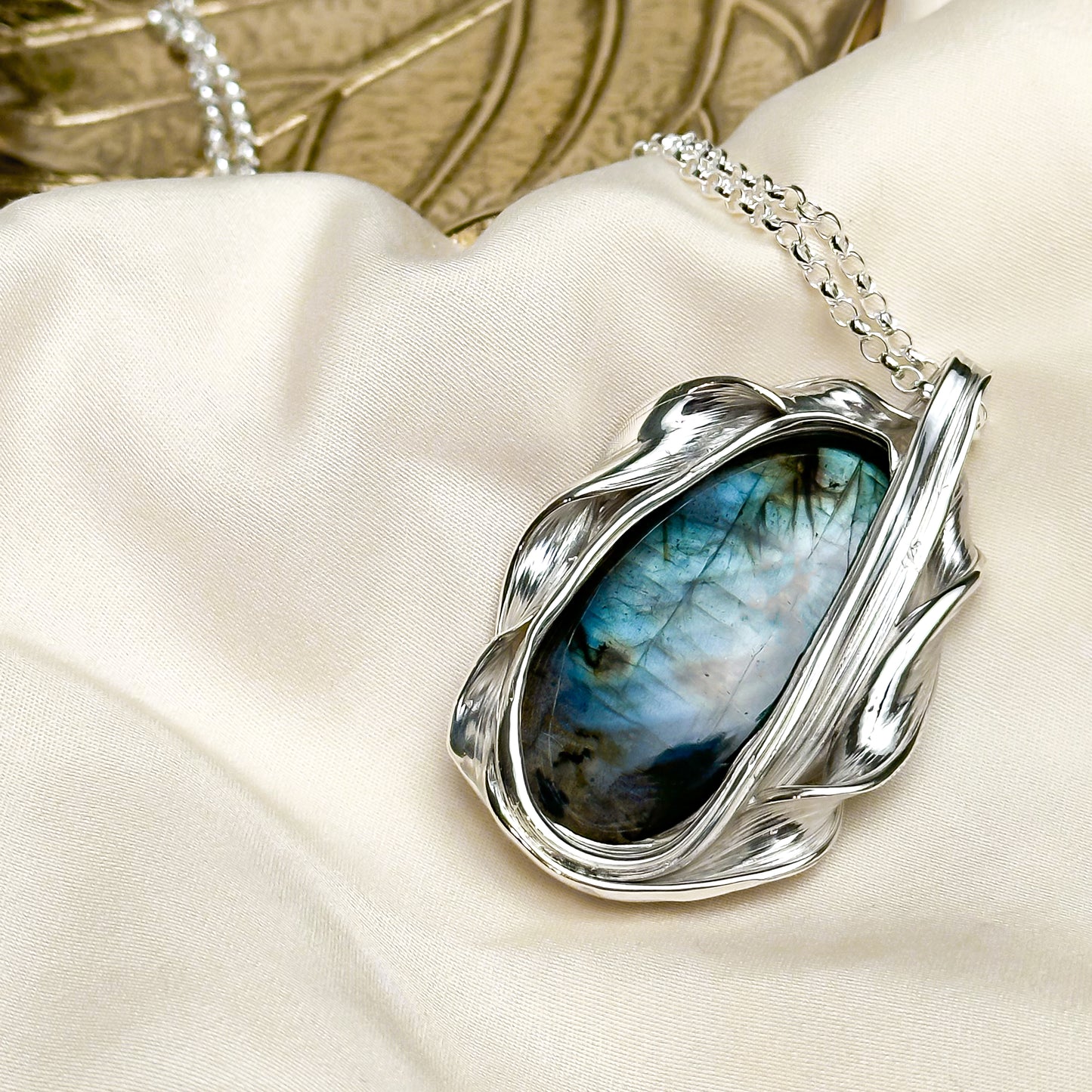 One of a Kind Long Sterling Silver Drift Necklace with Labradorite