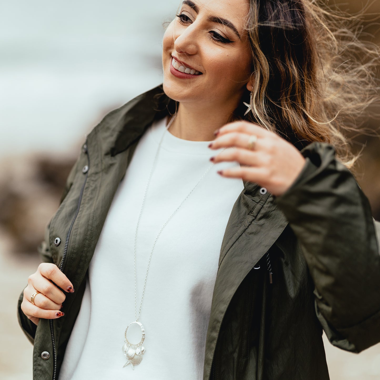 Sterling Silver Shell Charm Necklace