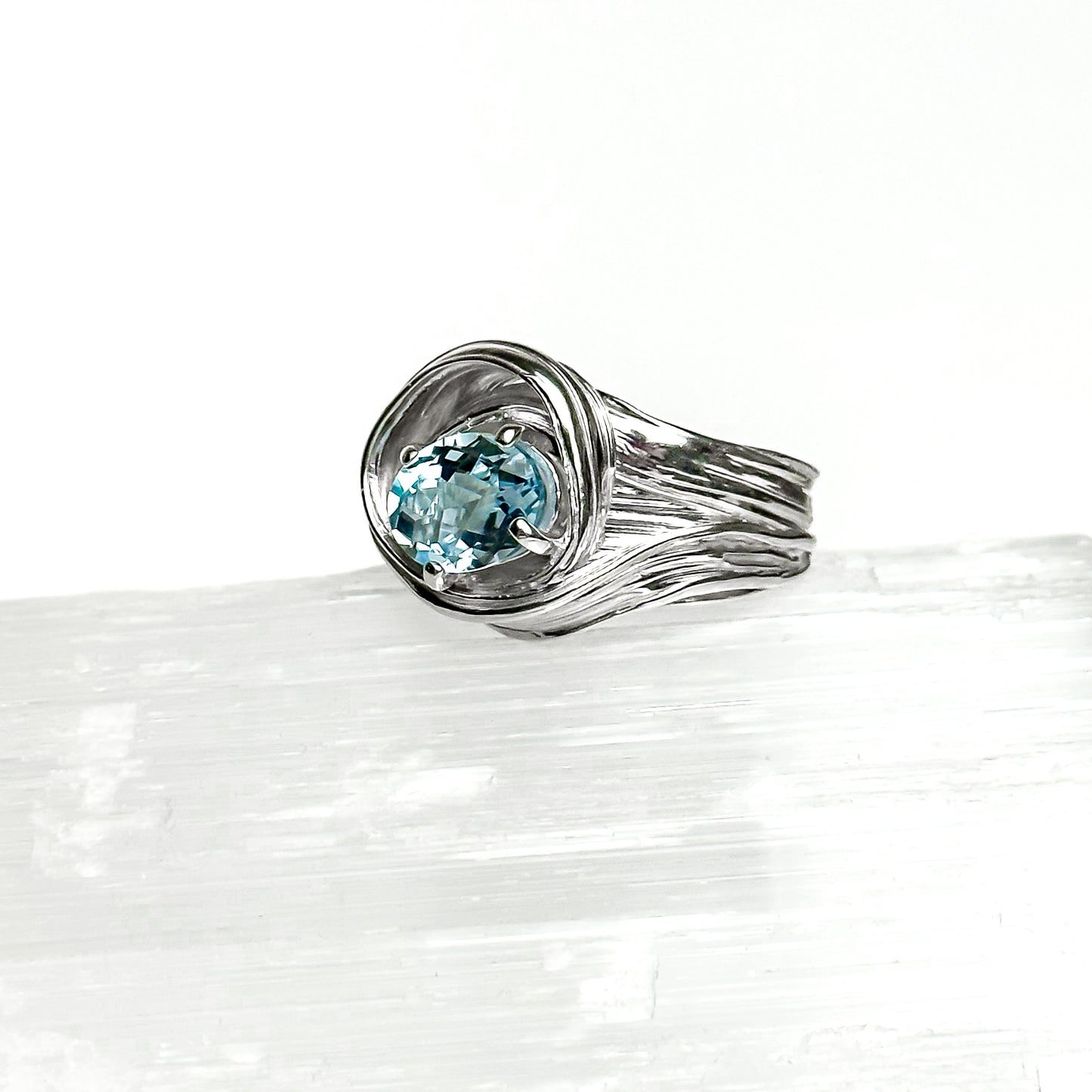 One of a Kind Drift Sterling Silver Ring with Blue Topaz - Size P
