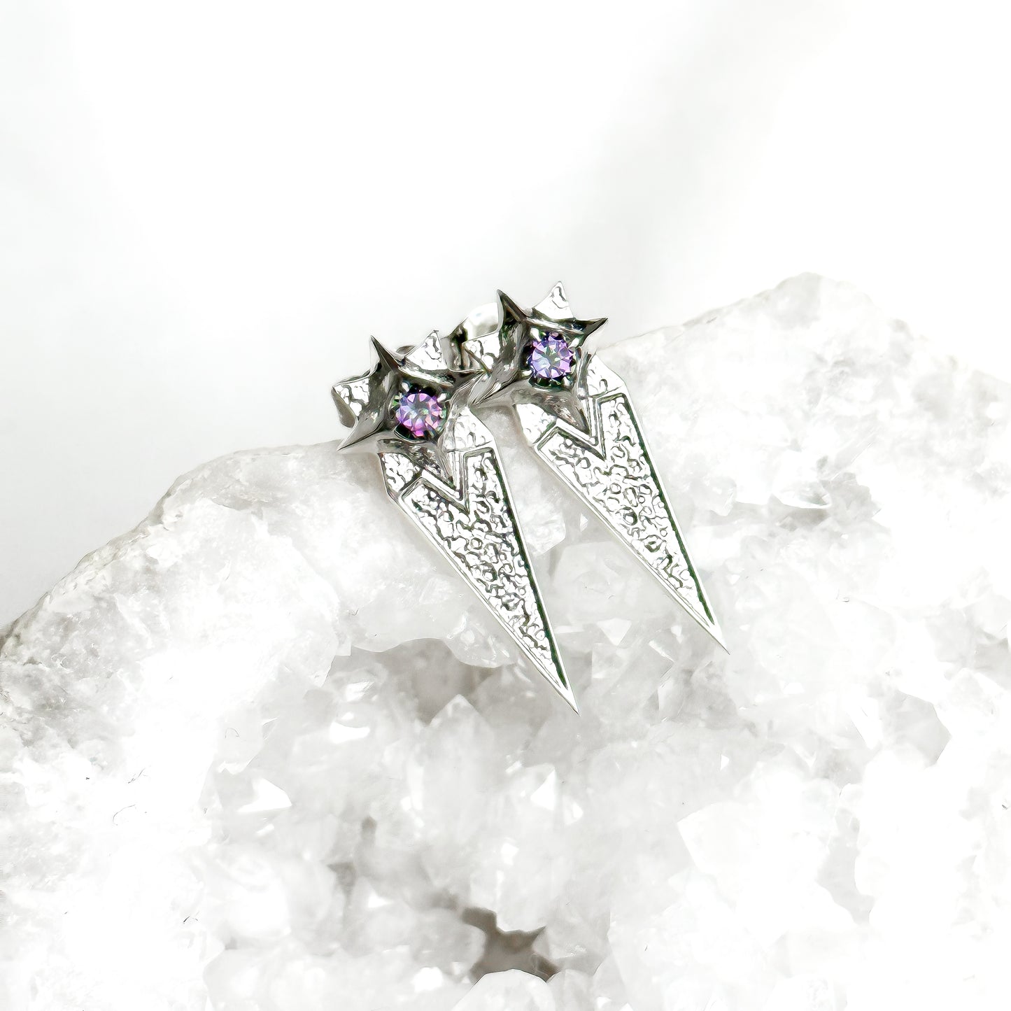 Shooting Star Sterling Silver Stud Earrings with Mystic Topaz