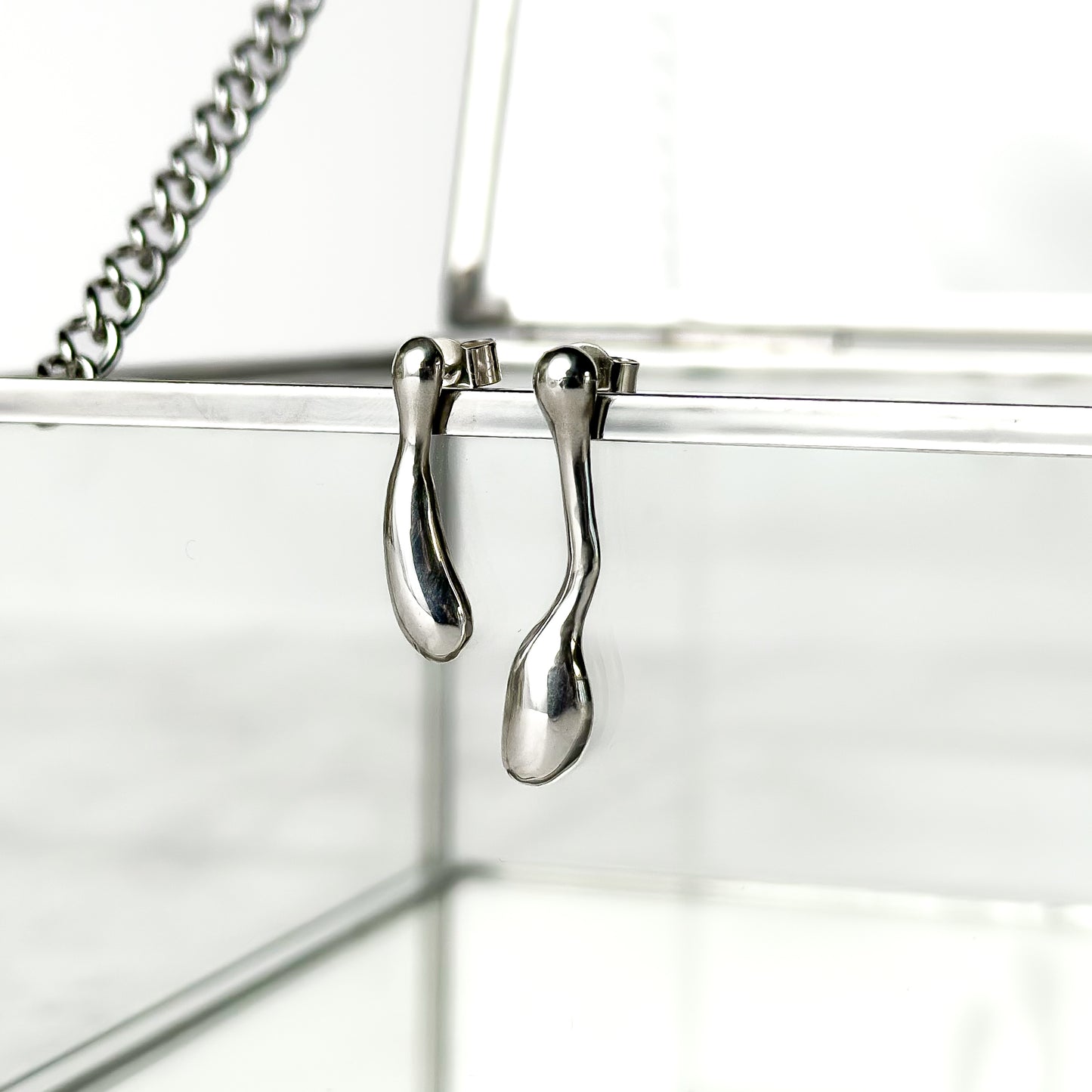 One of a Kind Molten Sterling Silver Stud Earrings - No. 1