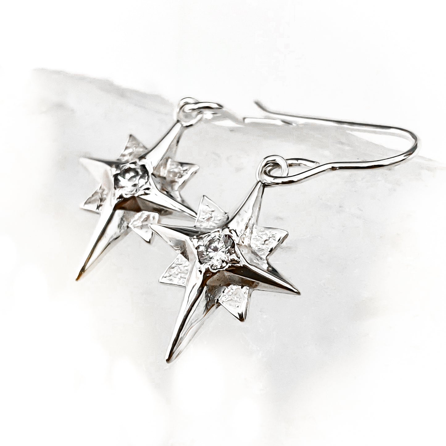 North Star Sterling Silver Earrings with White Topaz