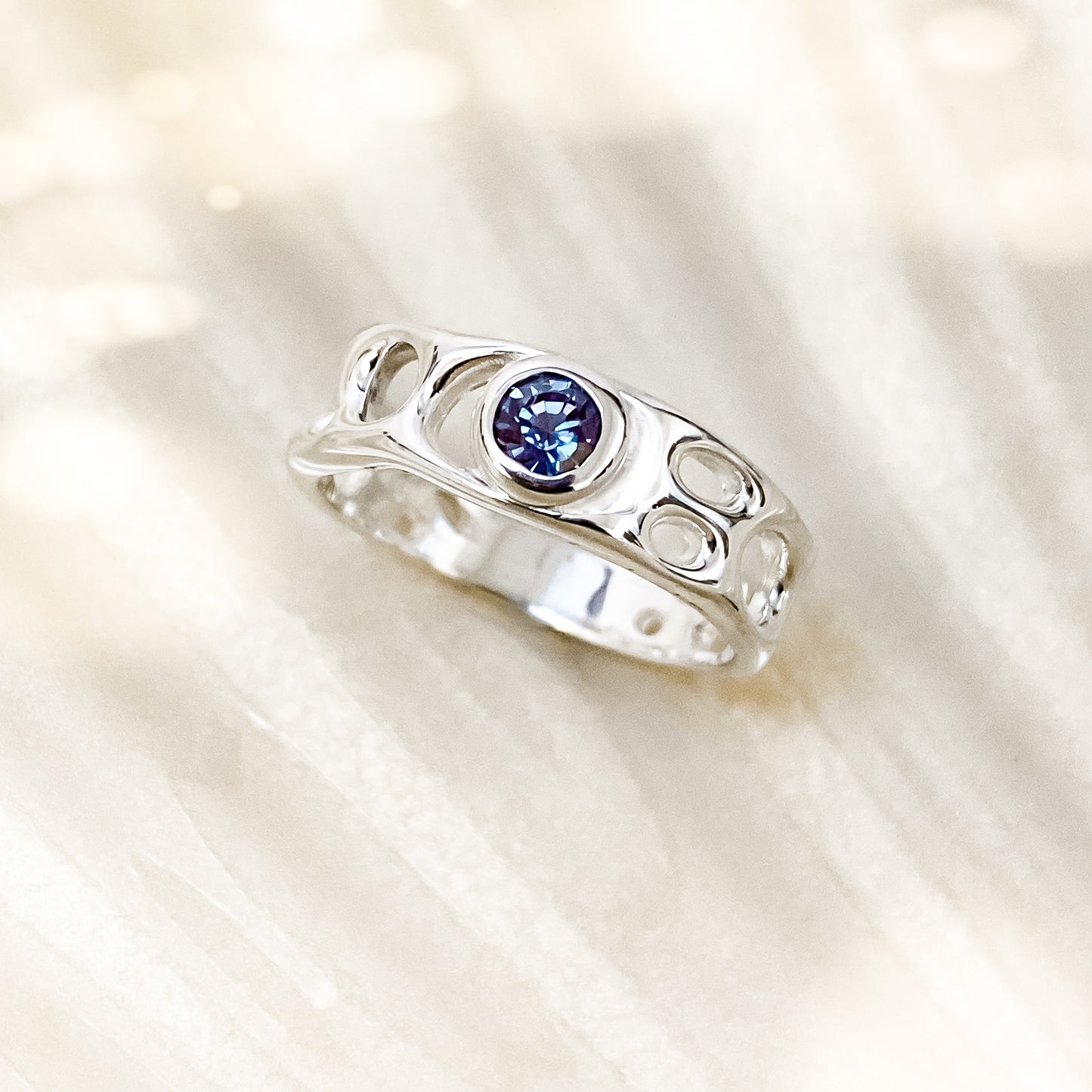 Alexandrite Sterling Silver Infinity Ring