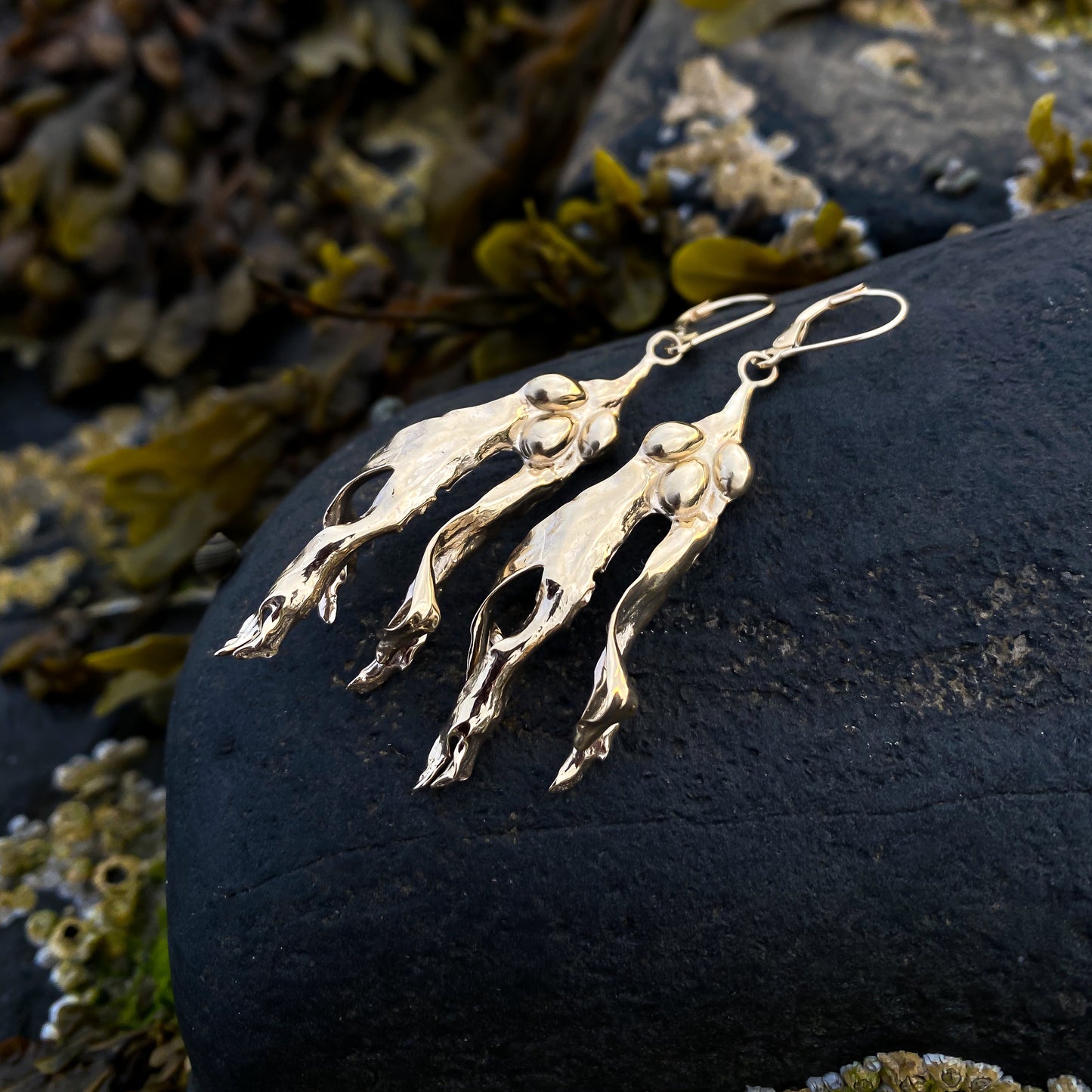 Gold Seaweed Dangle Earrings