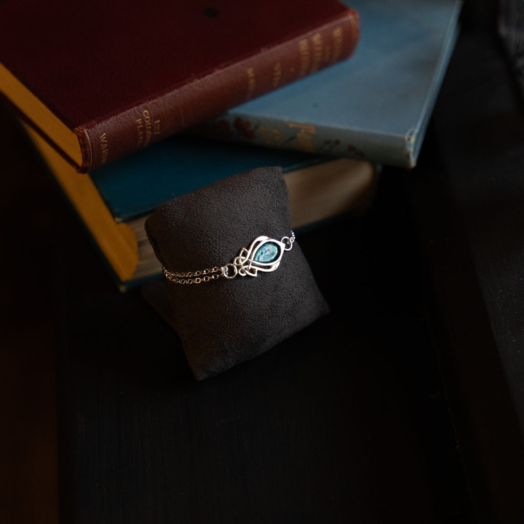 Injebreck 'Archibald Knox' Inspired, Celtic Design Enamelled Sterling Silver Bracelet