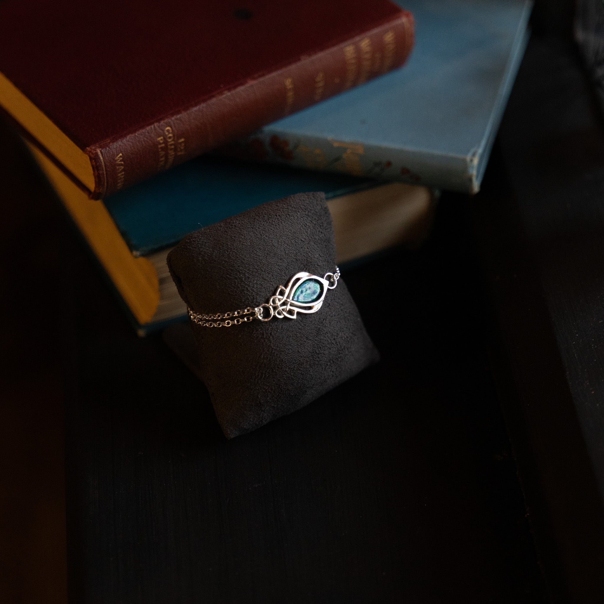Injebreck 'Archibald Knox' Inspired, Celtic Design Enamelled Sterling Silver Bracelet