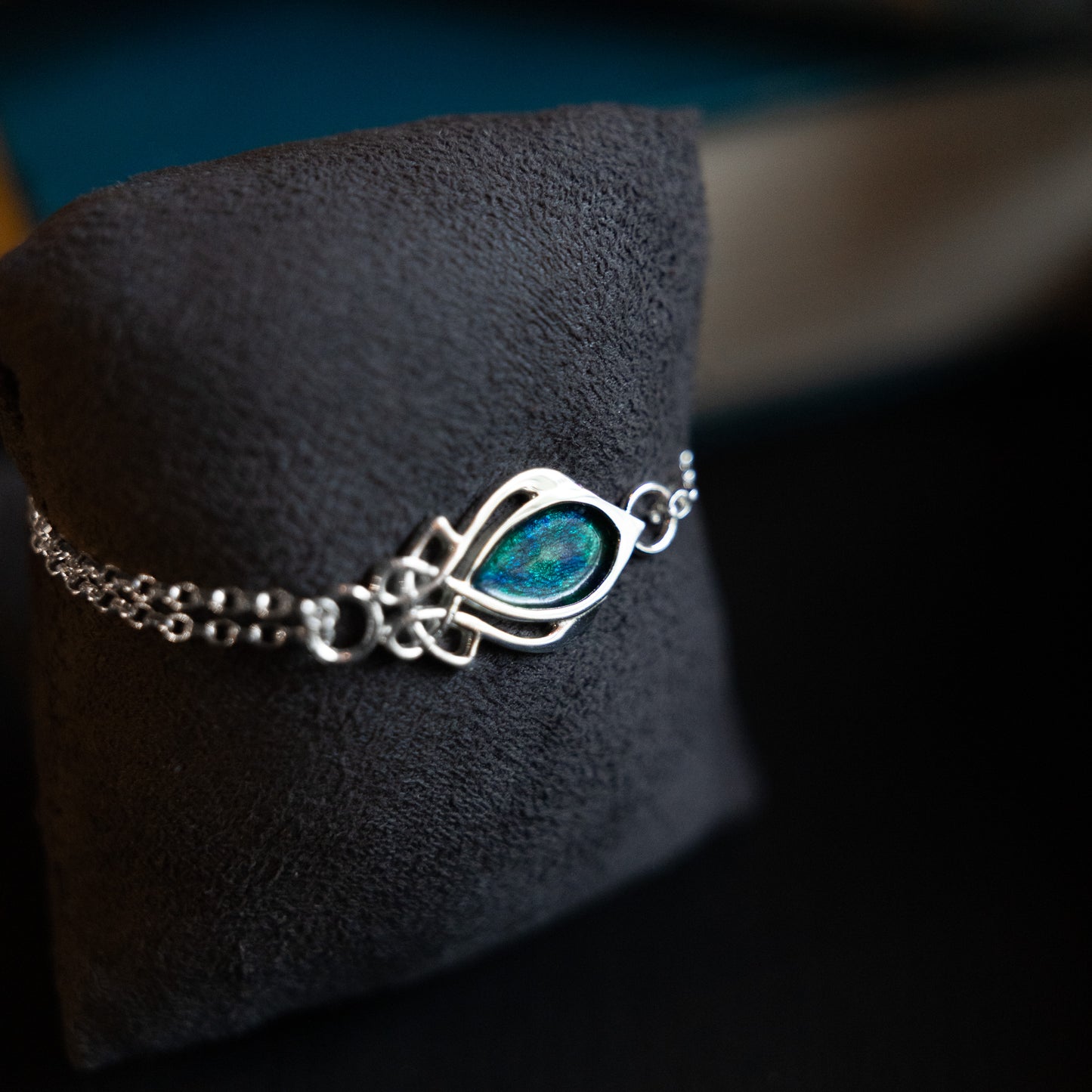 Injebreck 'Archibald Knox' Inspired, Celtic Design Enamelled Sterling Silver Bracelet