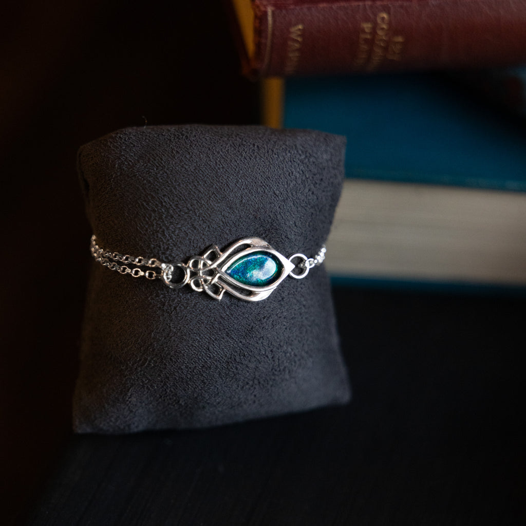 Injebreck 'Archibald Knox' Inspired, Celtic Design Enamelled Sterling Silver Bracelet