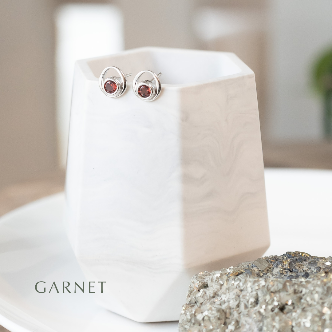 Gemstone Silver Stud Earrings - Choose your stone