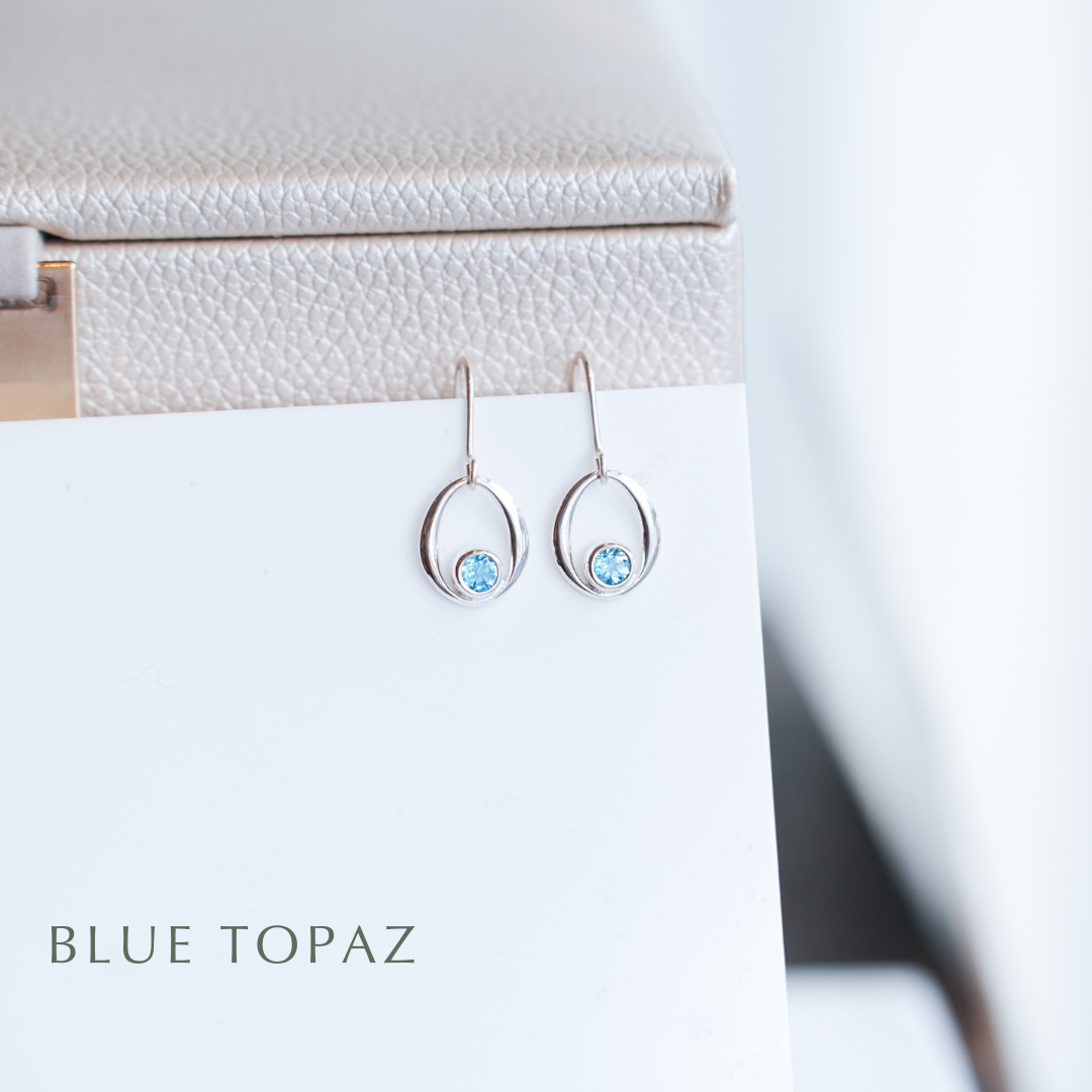 Gemstone Sterling Silver Dangle Earrings - choose your gemstone