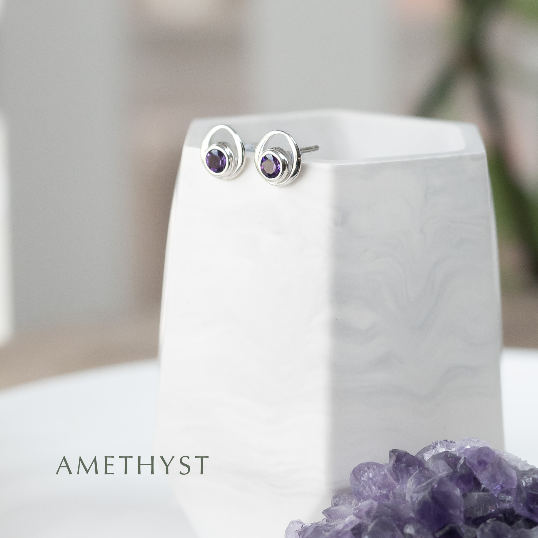 Gemstone Silver Stud Earrings - Choose your stone