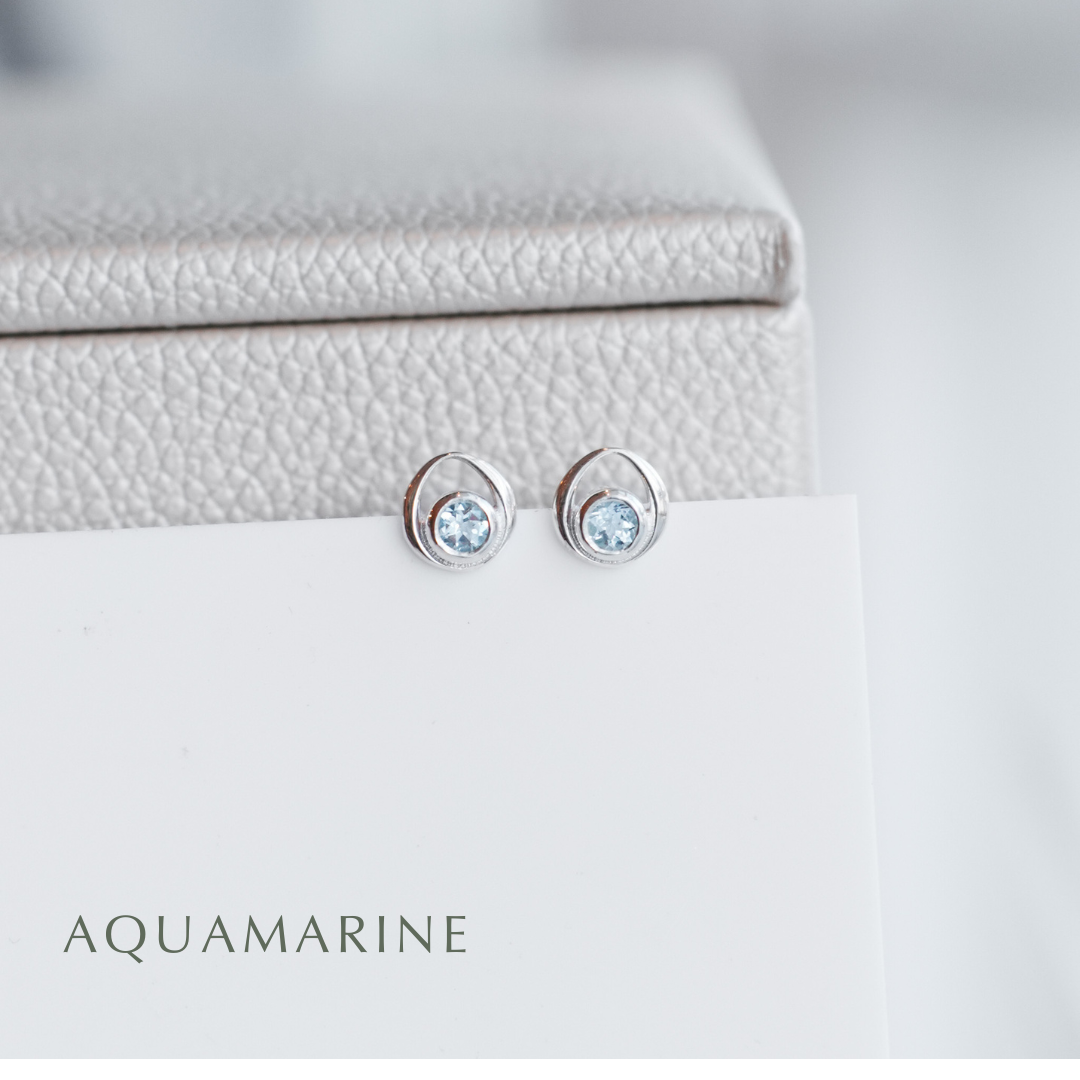 Gemstone Silver Stud Earrings - Choose your stone