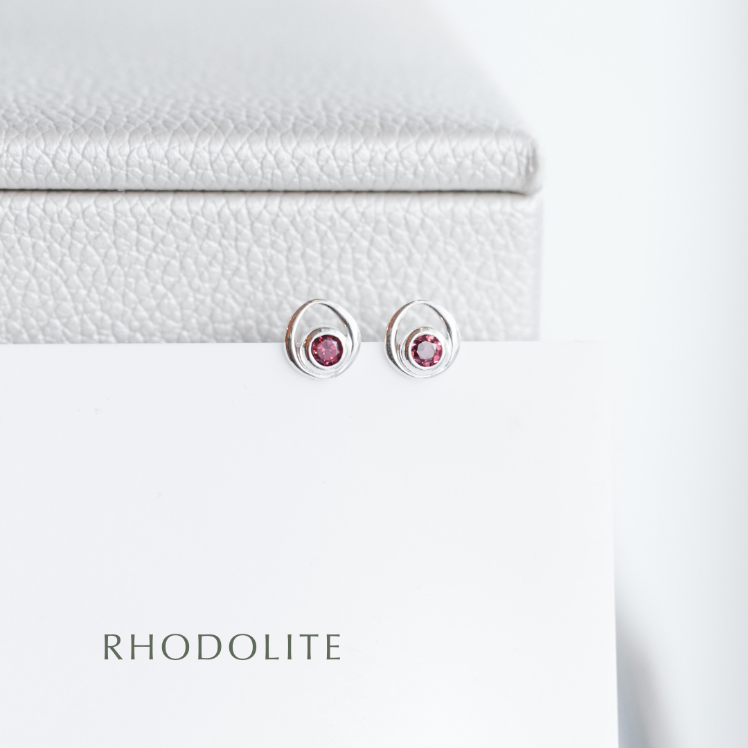 Gemstone Silver Stud Earrings - Choose your stone