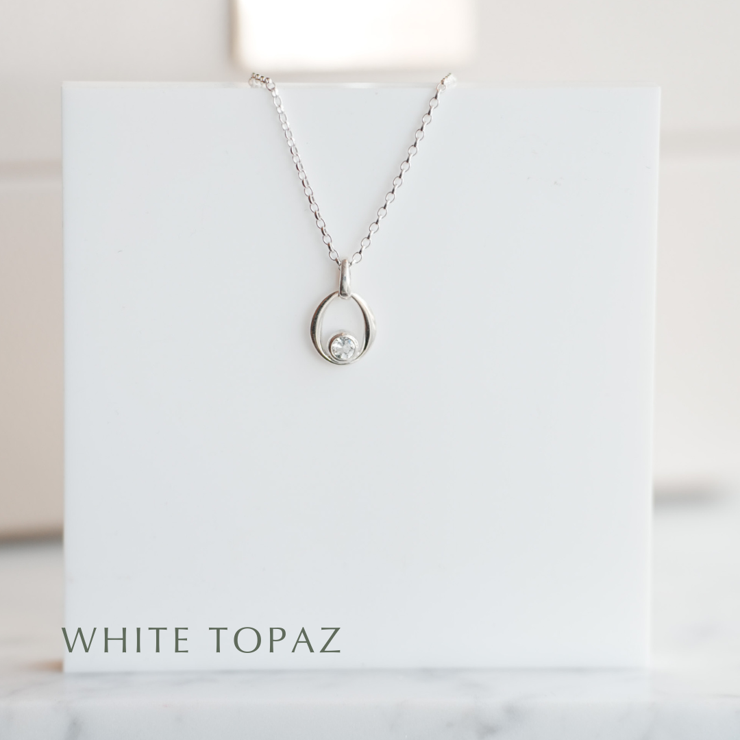 Gemstone Sterling Silver Necklace - Choose your stone