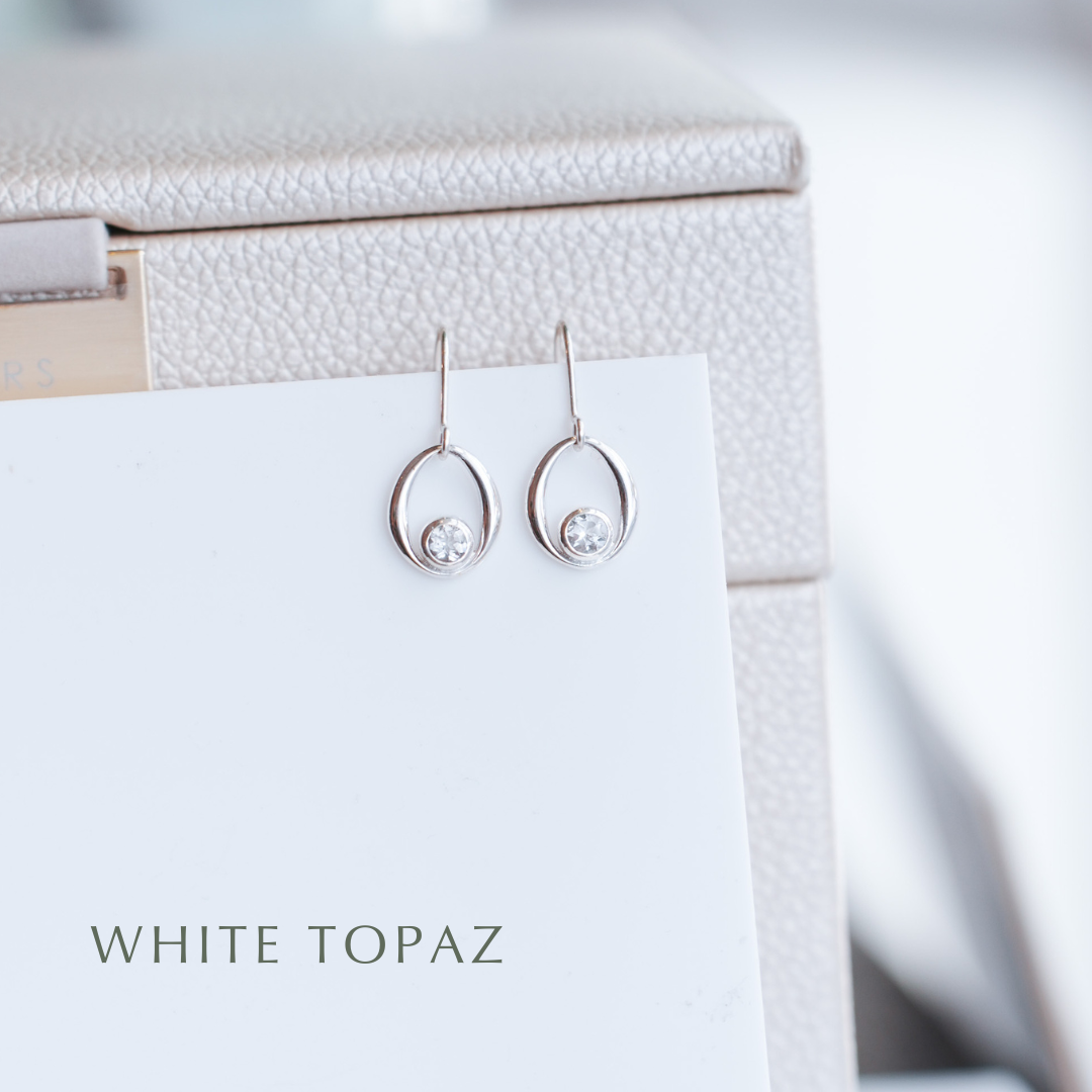 Gemstone Sterling Silver Dangle Earrings - choose your gemstone