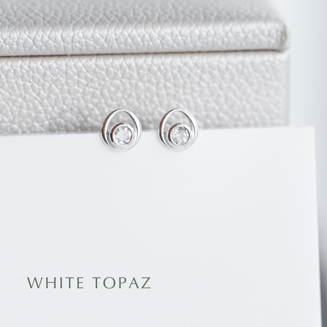 Gemstone Silver Stud Earrings - Choose your stone