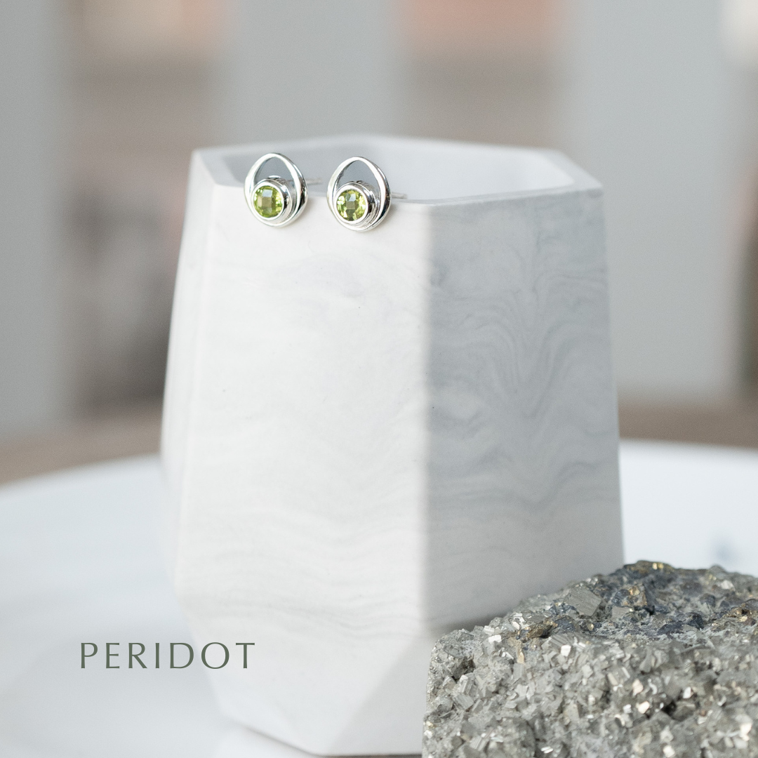 Gemstone Silver Stud Earrings - Choose your stone