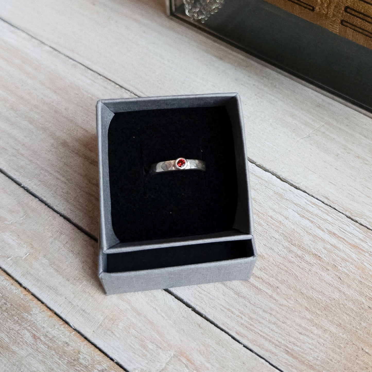 Silver Gemstone Serenity Ring - Garnet - End of Line
