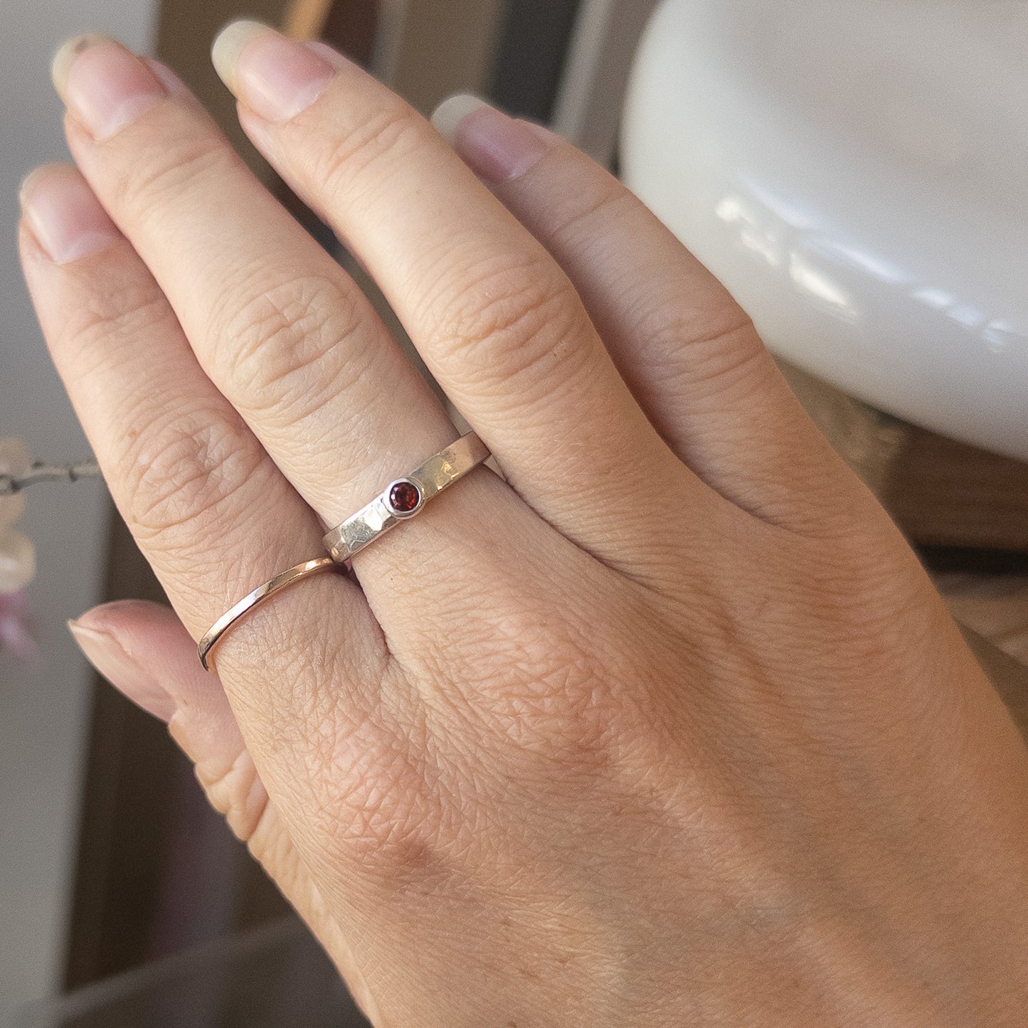 Silver Gemstone Serenity Ring - Garnet - End of Line