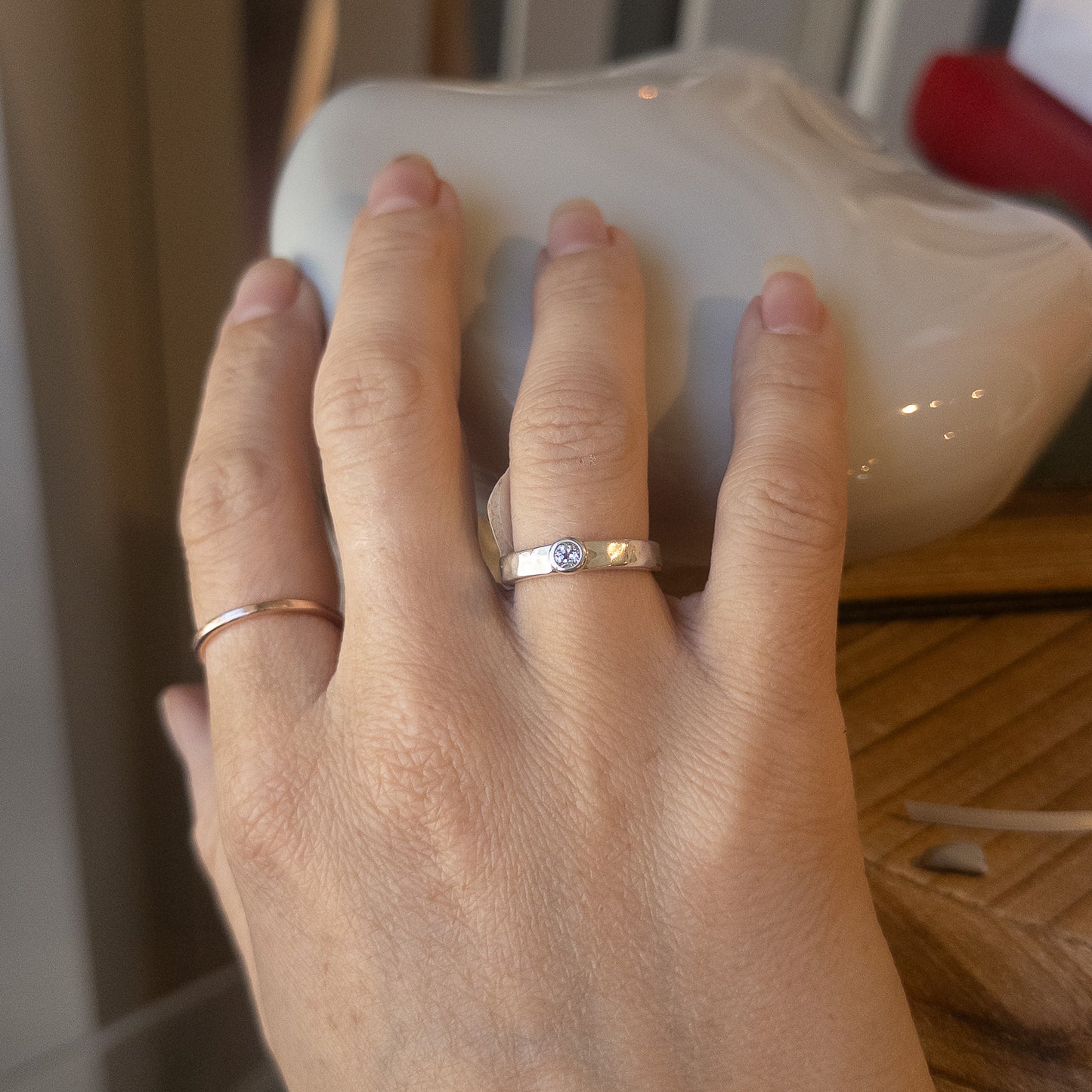 Silver Gemstone Serenity Ring - White Topaz - End of Line