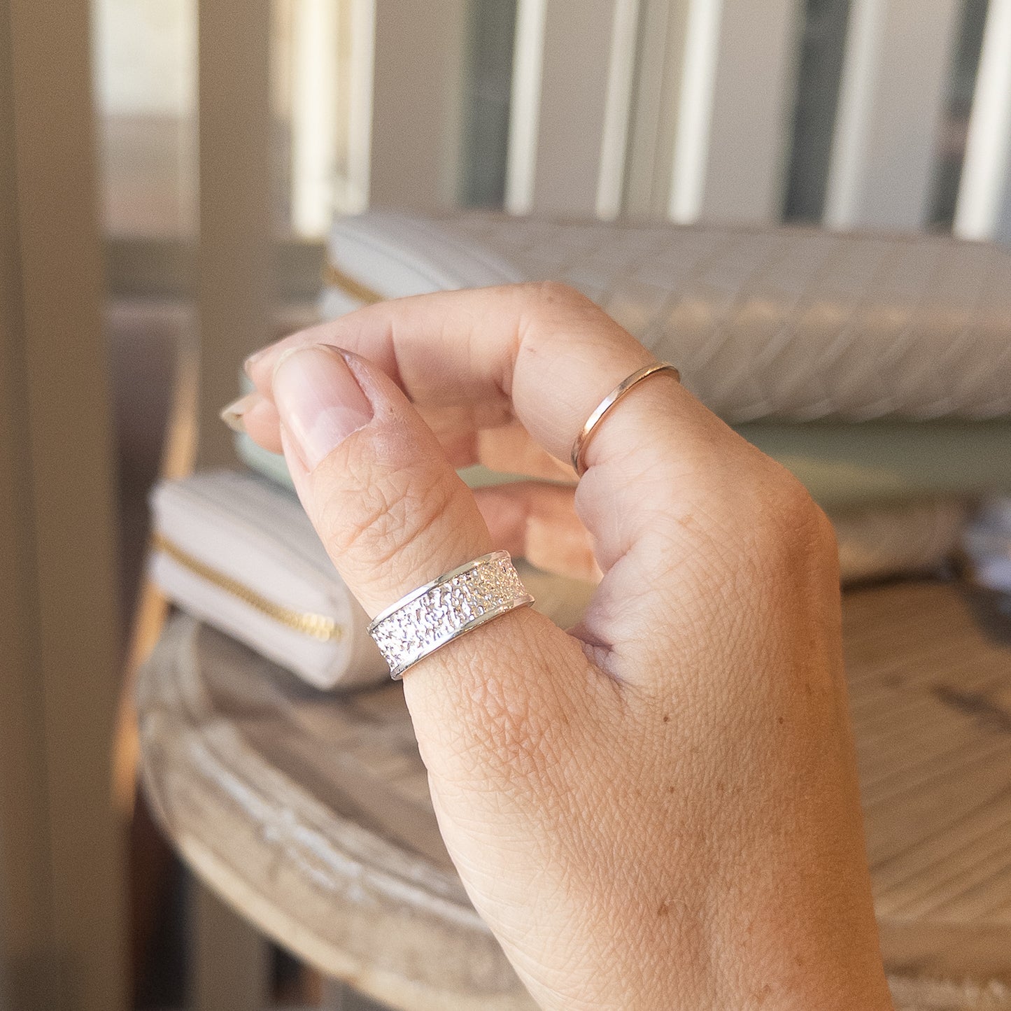 Extra Wide Silver Stardust Ring - End of Line