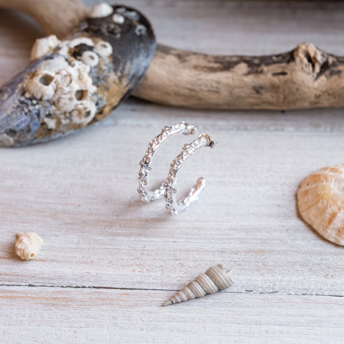 Barnacle Sterling Silver Hoop Earrings