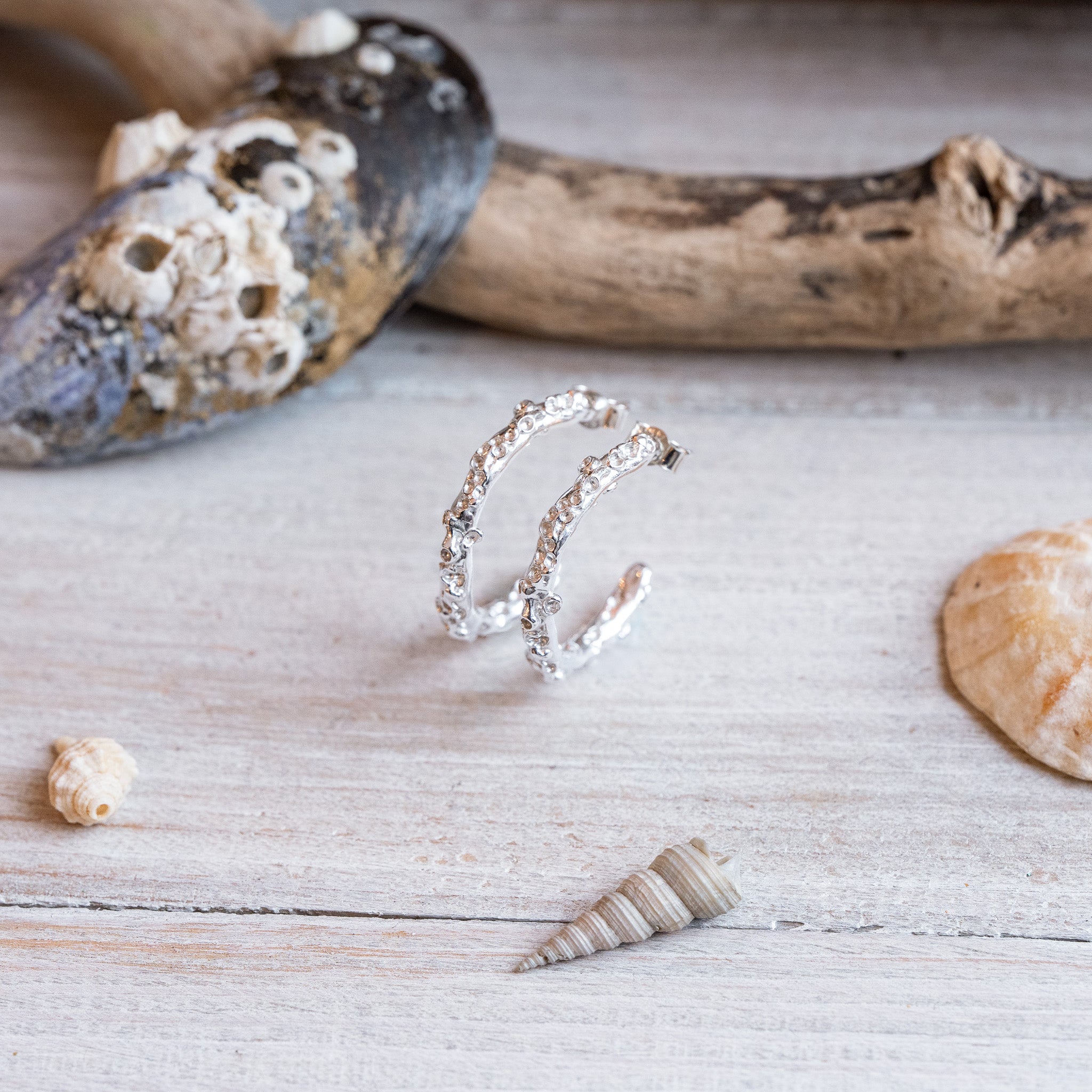 Barnacle Sterling Silver Hoop Earrings