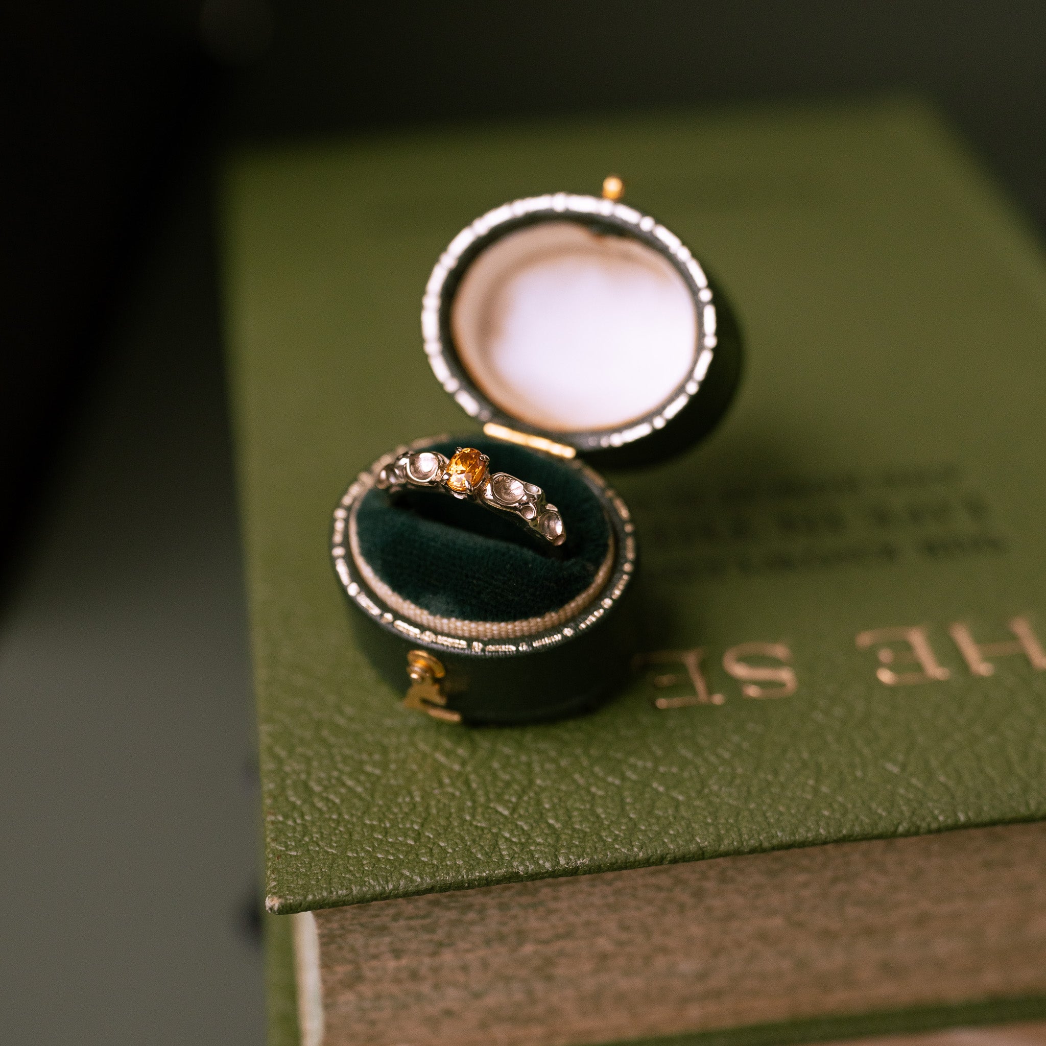 Barnacle Gold Ring with Orange Sapphire