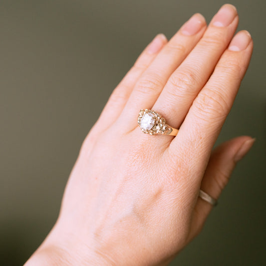 Barnacle Gold Ring with Moissanite