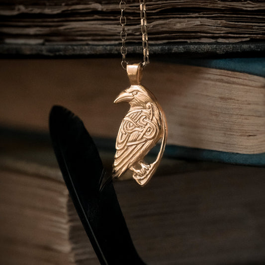Odin's Raven Gold Pendant Necklace