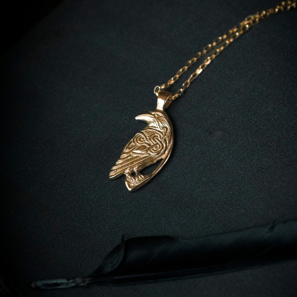 Odin's Raven Gold Pendant Necklace