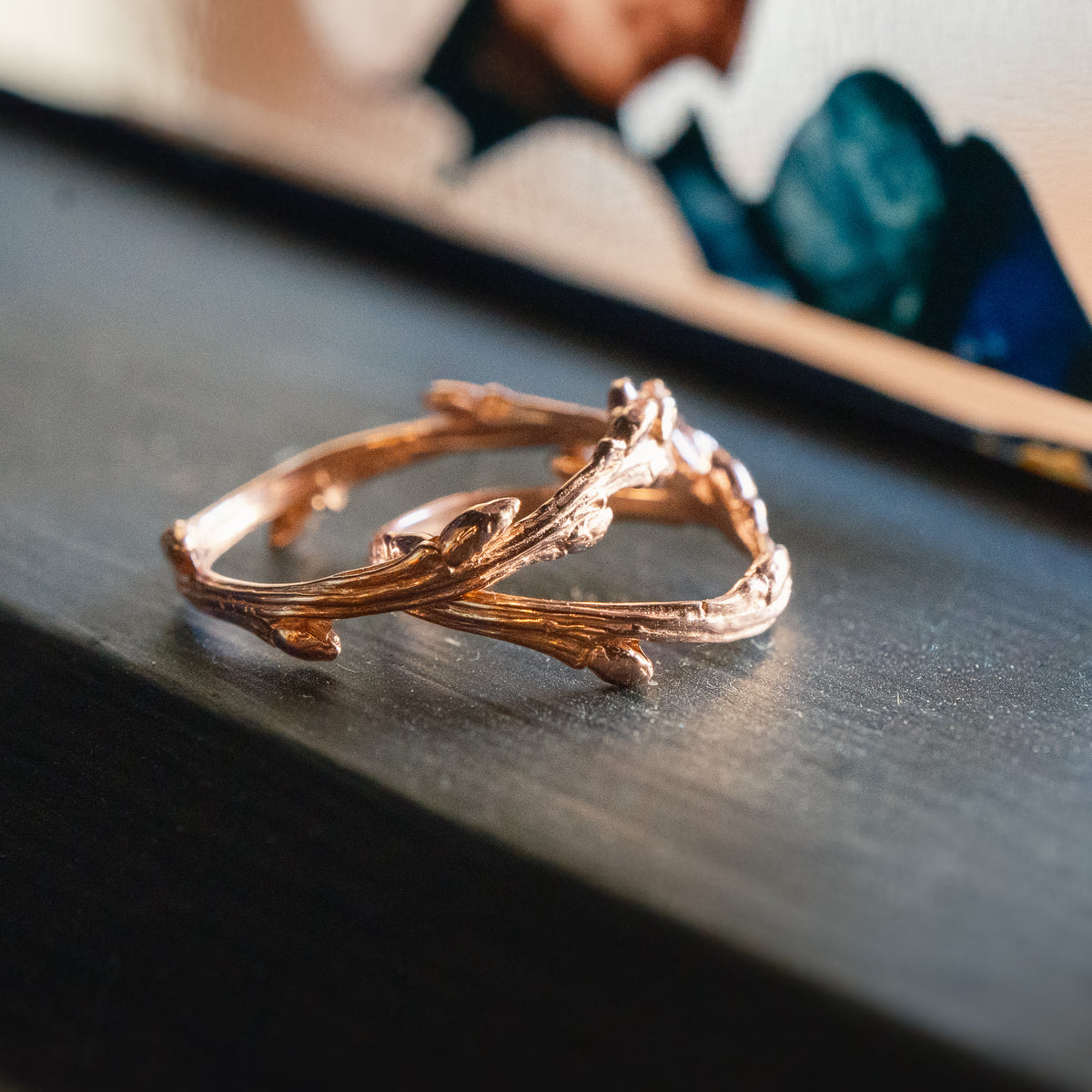 Rose Gold Oak Twig Ring