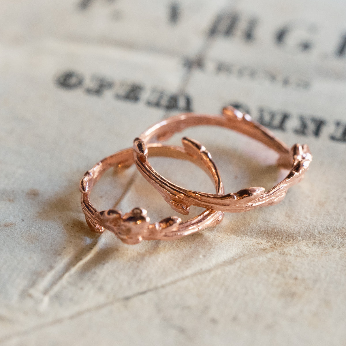 Rose Gold Oak Twig Ring
