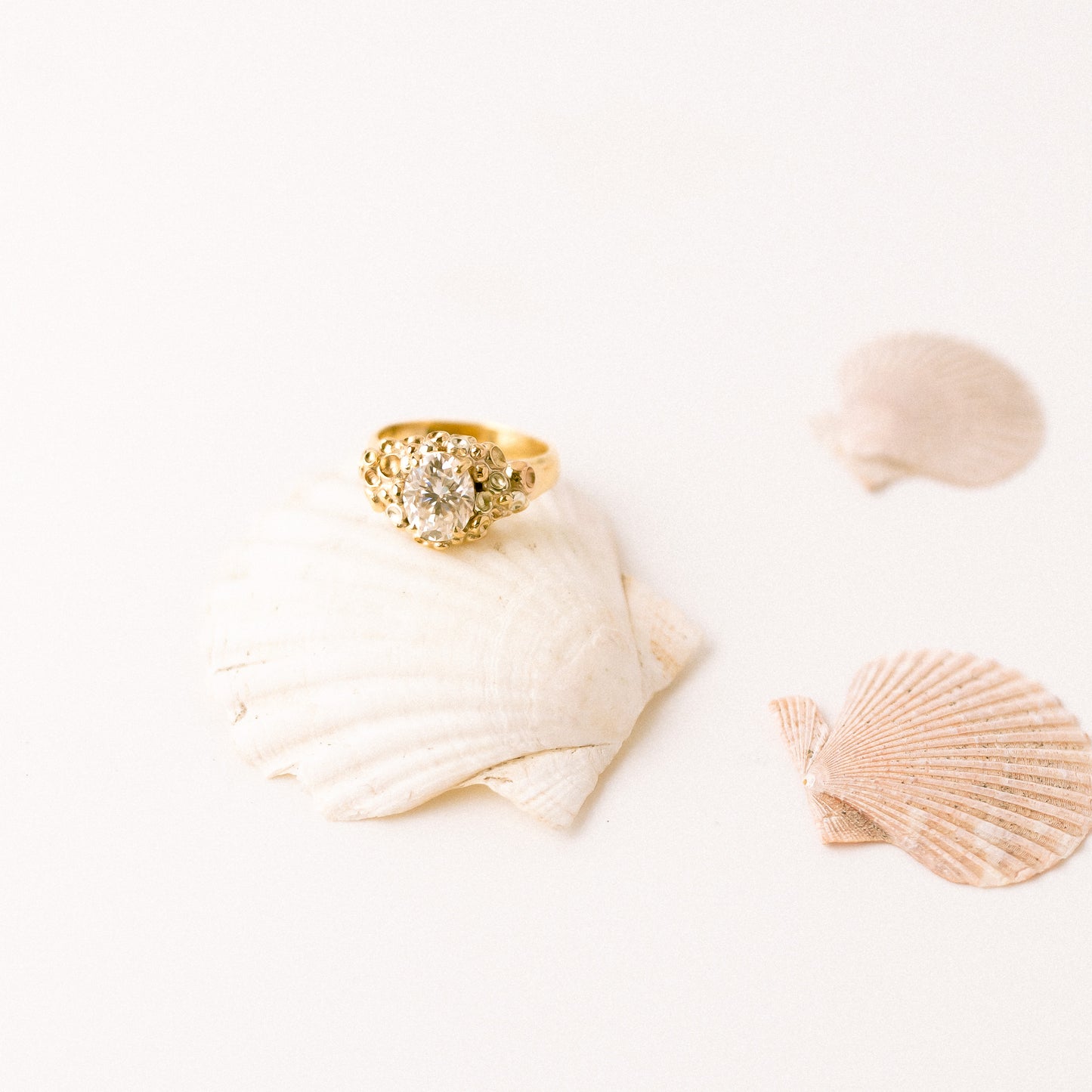 Barnacle Gold Ring with Moissanite
