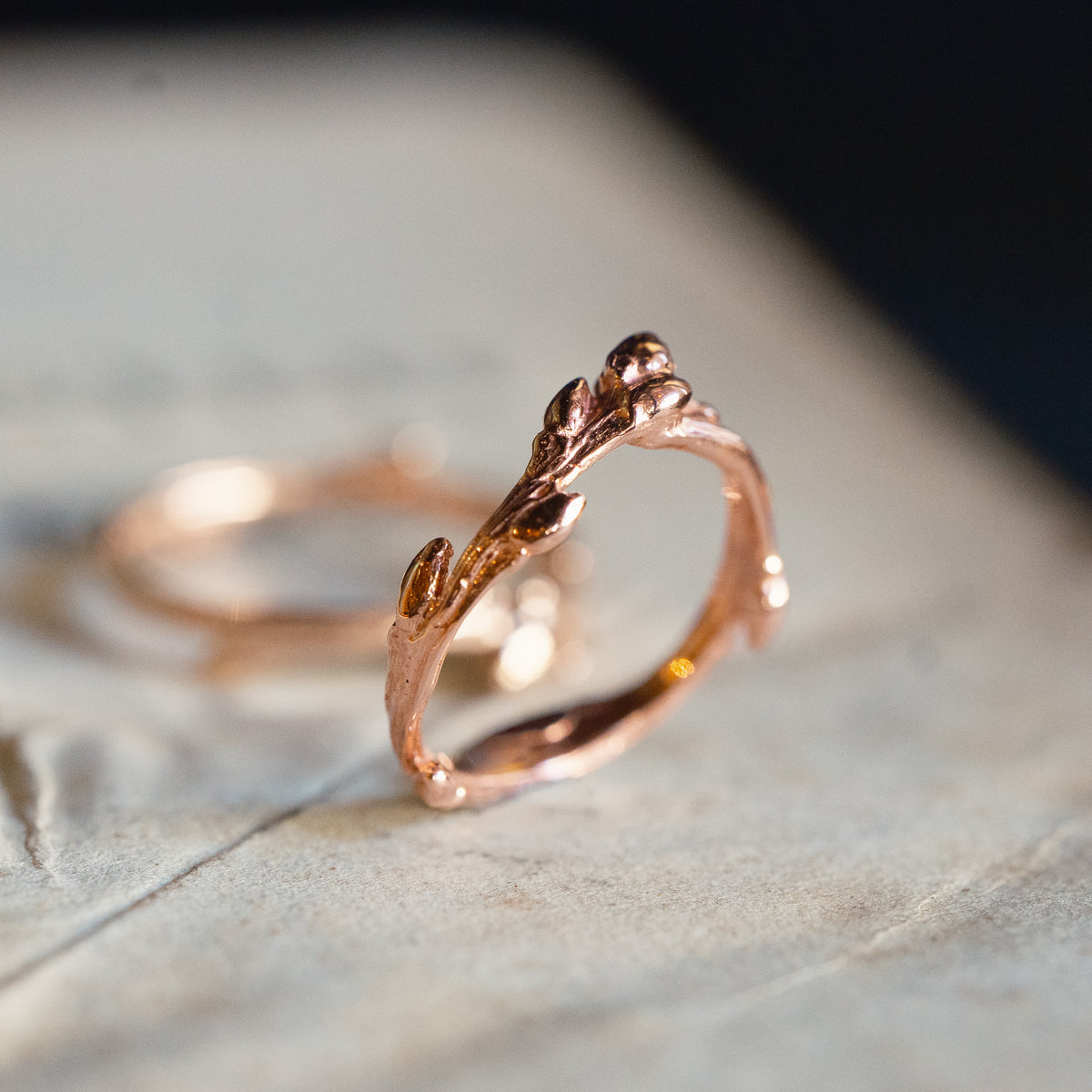 Rose Gold Oak Twig Ring